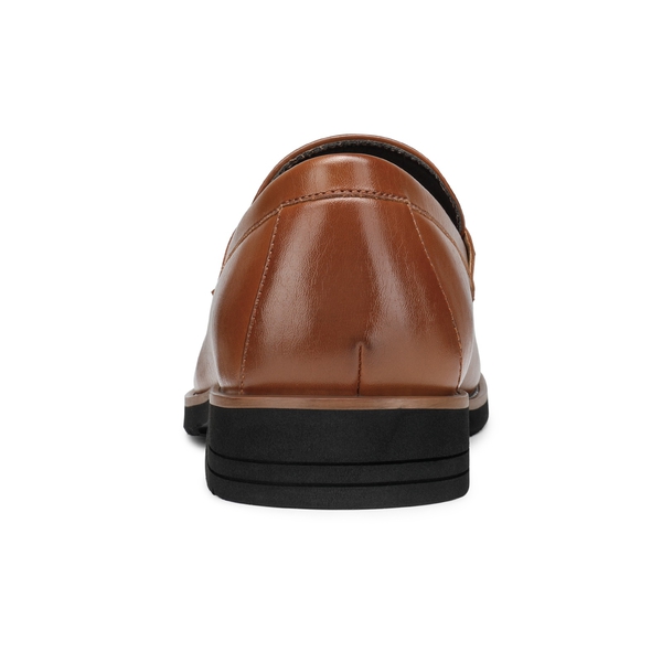 Men's Smooth PU Leather Penny Loafers - BROWN - 5